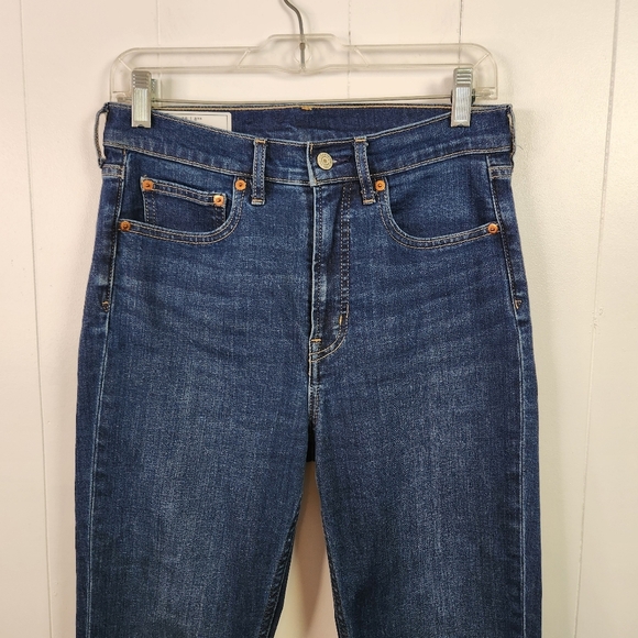Gap Vintage Slim High Rise Jeans Cropped Ankle Raw Hem Stretch Dark Wash Size 29 - Picture 4 of 12